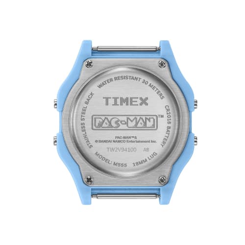 TIMEX Unisex Pac-Man Digital Watch, Light Blue Dial, Resin and Plastic, Quartz Movement, TW2V94100