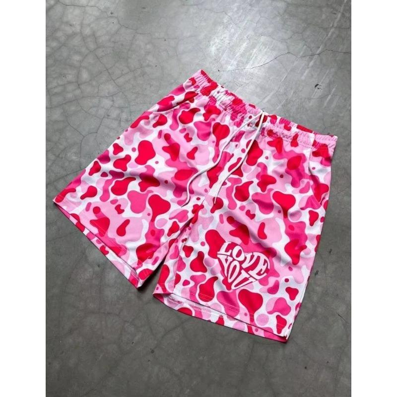 2026 Sommer Herrenshorts mit Herzmuster-Print - Street Casual Mode Bequeme Atmungsaktive Leichte Fitnessshorts
