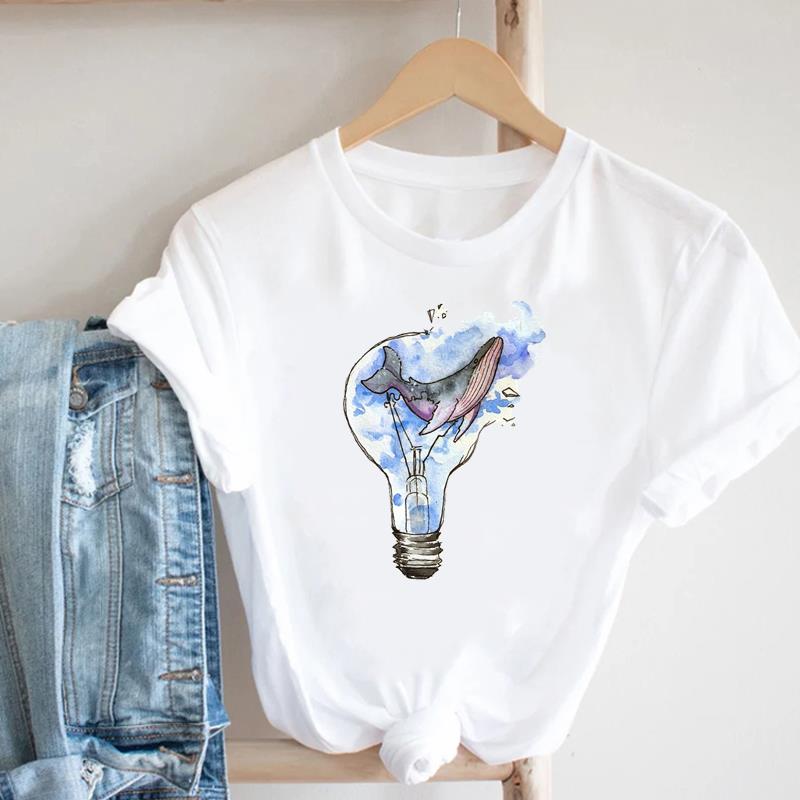 Sweet Beach 90s Tee Top Fashion T Shirt Lovely Style Clothing Casual Short Sleeve Women Print Lady Female Graphic T-shirt