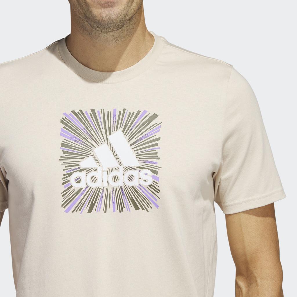 Adidas Round Neck Logo Print Short Sleeve T-Shirt Men Tops Beige IC7788