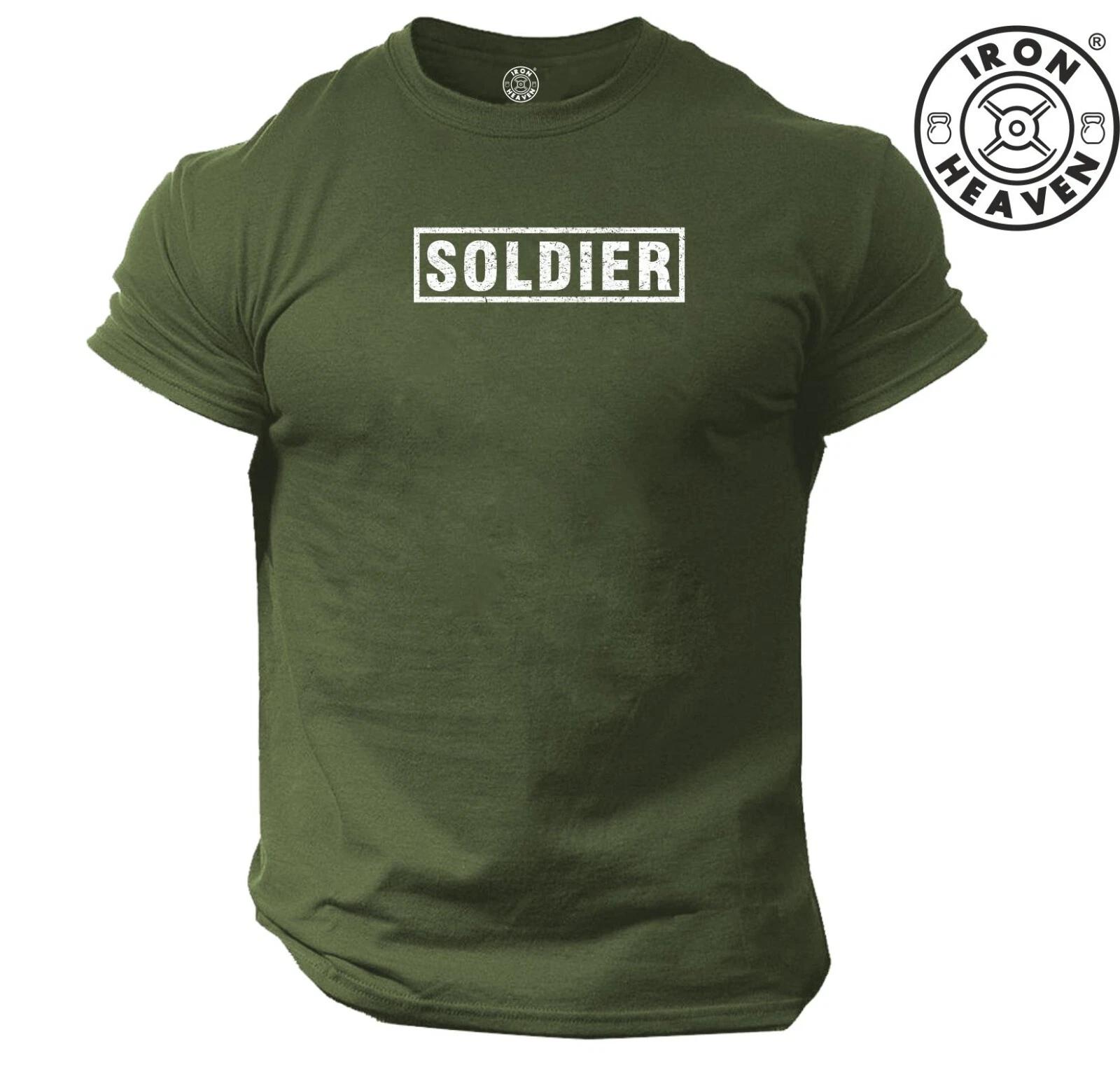 Soldier T Shirt Gym Clothing Bodybuilding Training Workout Exercise Army MMA Top S