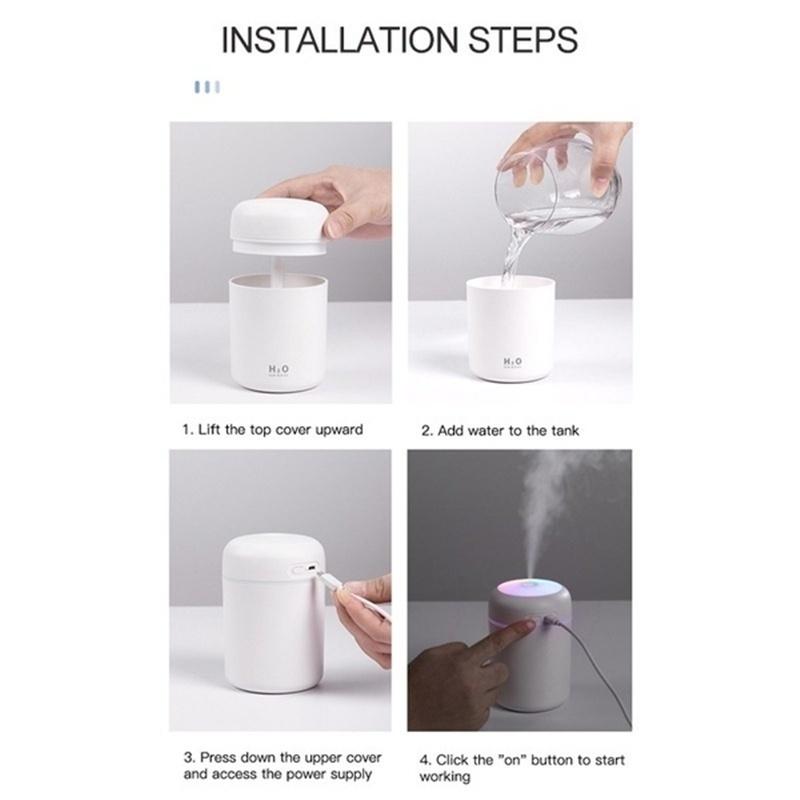 300ml Aromatherapy Humidifier  Colorful Atmosphere Lights Car Essential Oil Diffuser Usb Air Ultrasonic Aroma Diffuser