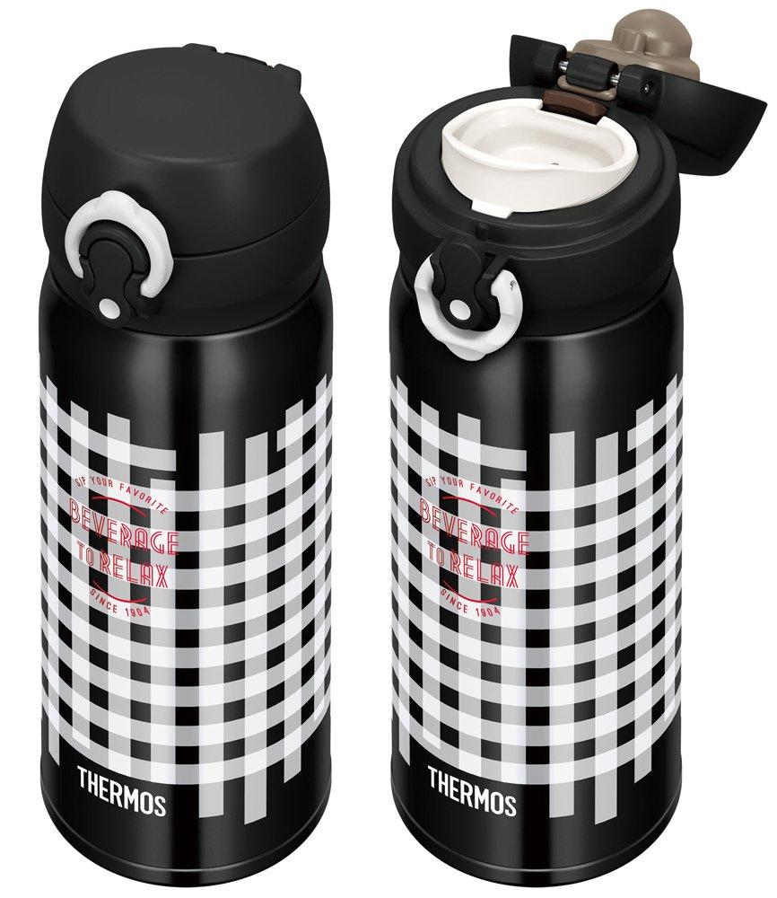 Thermos Water Bottle Vacuum Insulated Mobile Mug 400ml Black Gingham BKG JNL-403