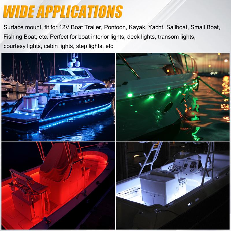5PCS RGBW Marine Boat Interior Lights 12V LED Boat Deck Courtesy Light 3.8'' Stern Transom Anchor Navigation Light