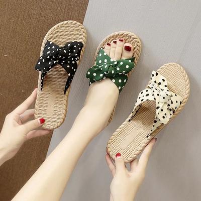 Slippers Women Wear Korean Home Bath Slippers Summer Sandals Slippers Fashionable Wave Point Flat Beach Shoes