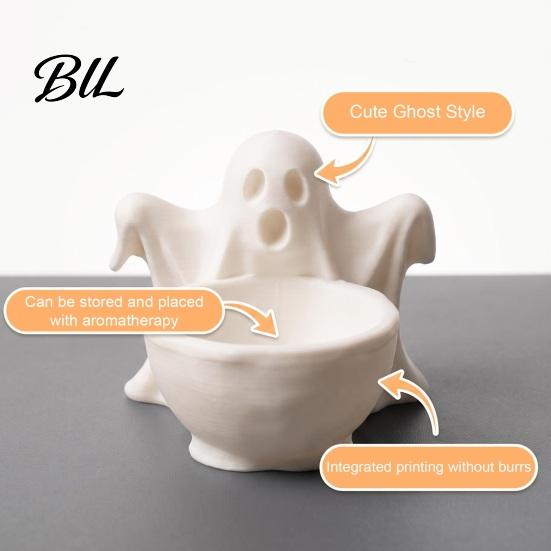 Ghost Theme Room Accents 3D Printed Storage Ornament, Cute Candy Bowl, Halloween Desktop DIY Hand Painted Crafts Jewelry Holder, Creative Desk