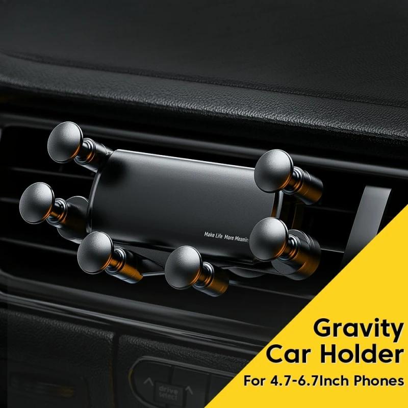 Universal 6 Points Solid Fold Car Phone Holder Gravity Car Holder For Phone In Car Air Vent Clip Mount Smartphone Holder
