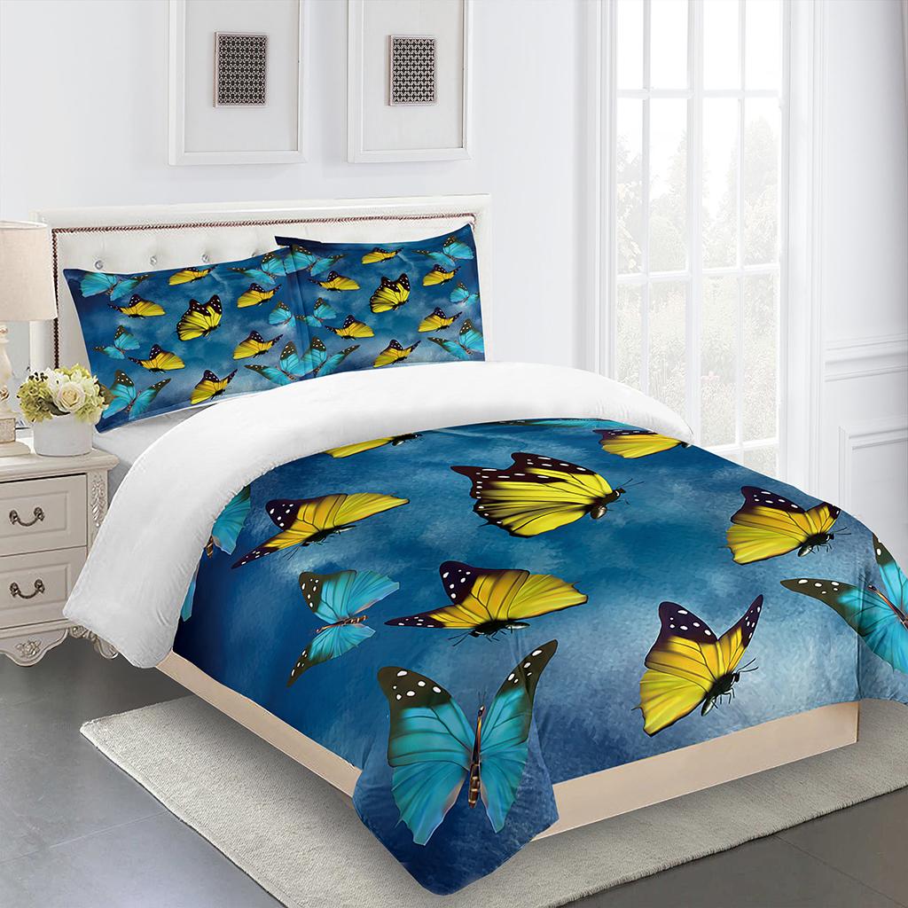 SkinFriendly Modern Queen King Full Dreamy Colorful Butterfly Girl3Pcs Size Polyester 2 Seater 200x200 240x220 160x200 Quilt
