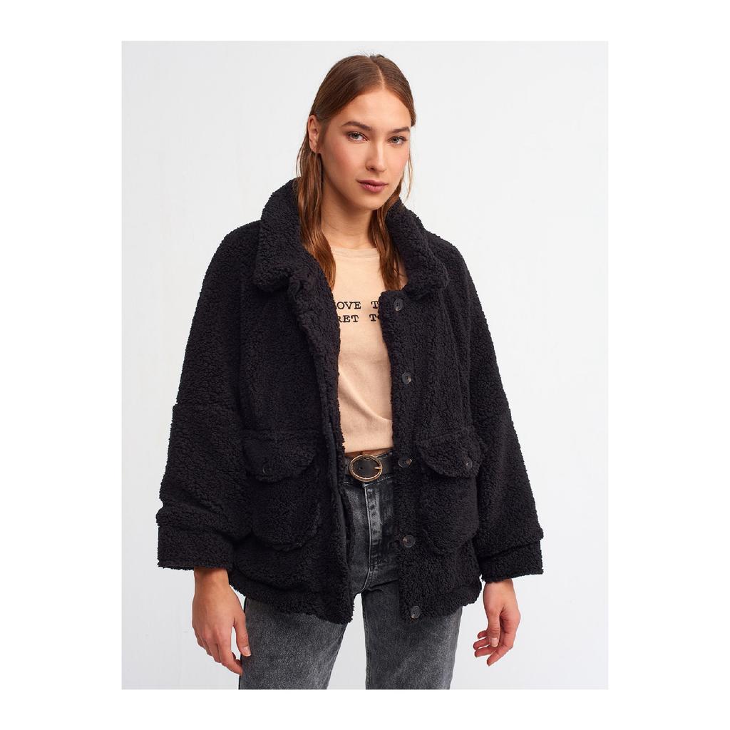 6821 Palton de pluș-bej închis