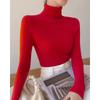 Autumn and Winter Turtleneck Knitted Sweater Women Fashion Solid Color Inner Sweaters Slim Fit Elegant Office Basic Knitwear Clothing