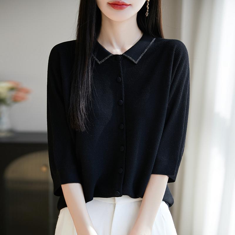 Leichte Strickjacke für Damen aus 50 % Wolle und 50 % Maulbeerseide – vielseitige Strickware für 4 Jahreszeiten für ganzjährigen Komfort und Stil