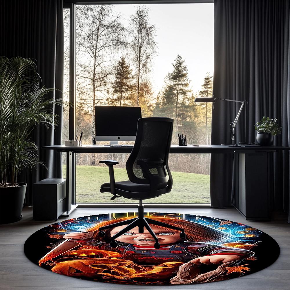 Chucky Printed Round Rug Carpet Chair Rug Area Rug Entryway Doormats,for Office Chair Living Room Bedroom Kitchen Room.