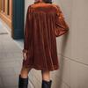 Women's Casual And Fashionable Long Sleeved V-neck Snowflake Print Dress