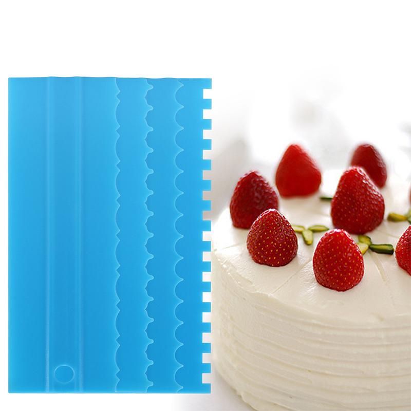 4-Piece Cake Scraper Cake Edge Decorating Tools Buttercream Fondant Cake Smoother for Plastic Sawtooth Baking Pastry Tools