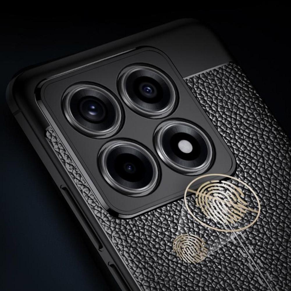 Für Xiaomi 14T Hülle Litschi-Textur TPU Flexible Handyhülle,Schwarz