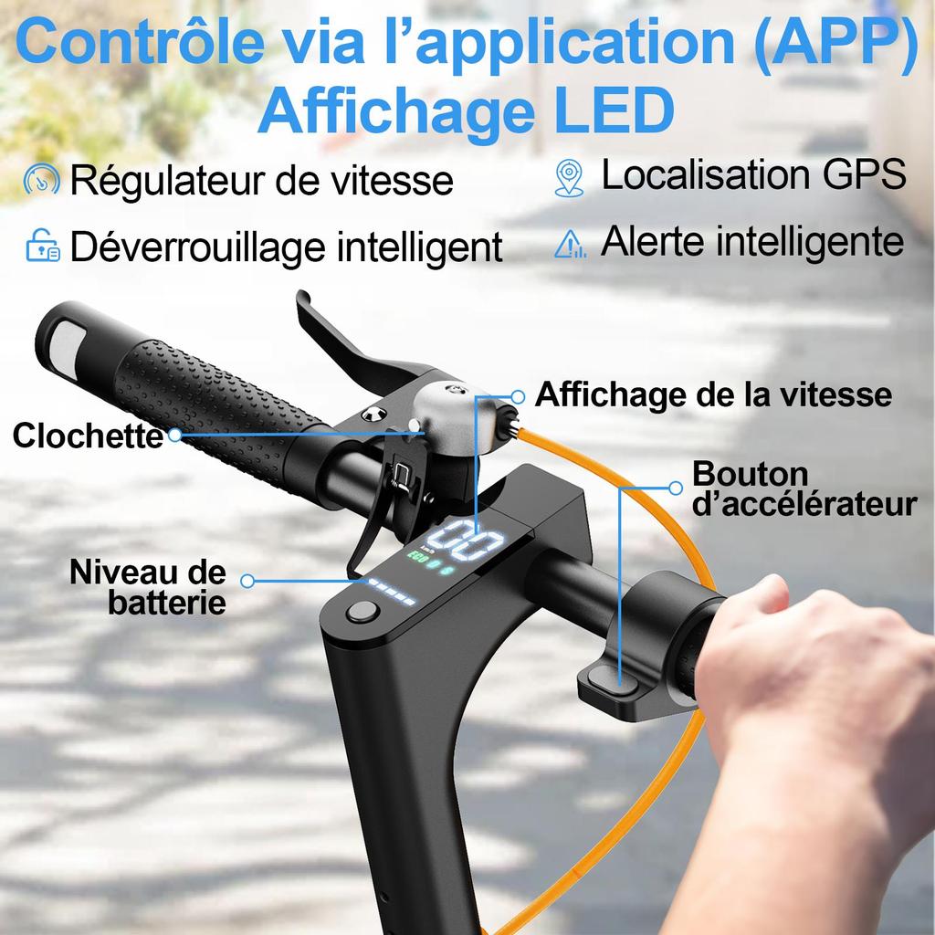 Electric Scooter Adult with Turn Signal and APP 30-35km Range, 8.5" Ultra Light Foldable E Scooter,  350W Motor, 3 Speed Mode, TODIMART T6