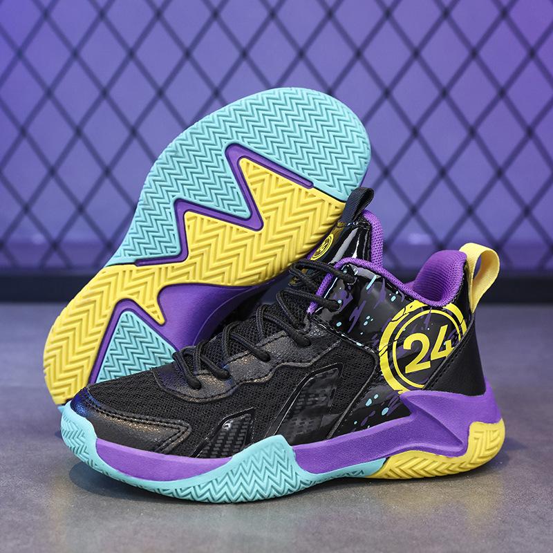 Children's basketball shoes New breathable mesh training shoes Medium and large children's sports shoes Non-slip and wear-resistant boys' student spo