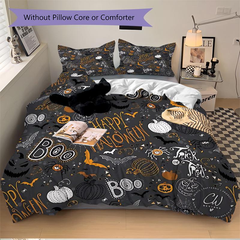 3pcs Happy Halloween Print Cover Set Ultra Soft, Breathable, and Comfortable Bedding with Stylish Design for Bedroom and Guest Room Decor 1 Cover