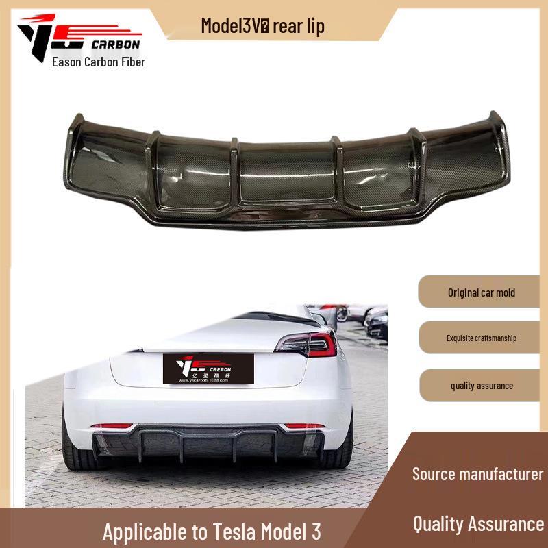 Compatible Carbon Fiber V-Style Rear Diffuser for Tesla Model 3 (2018-Present)