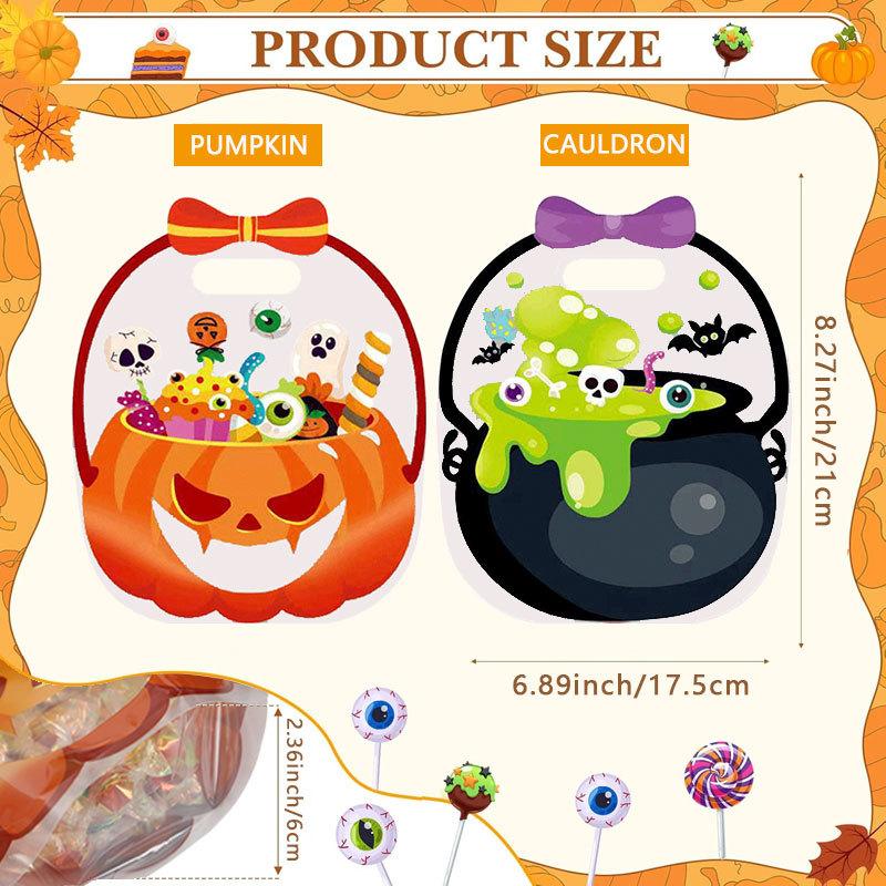 10/20 Pièces Sacs Cadeaux Halloween Poches Sacs à Bonbons en Plastique Chaudron Citrouille Halloween Enfants Fête Cadeau Sacs à Main