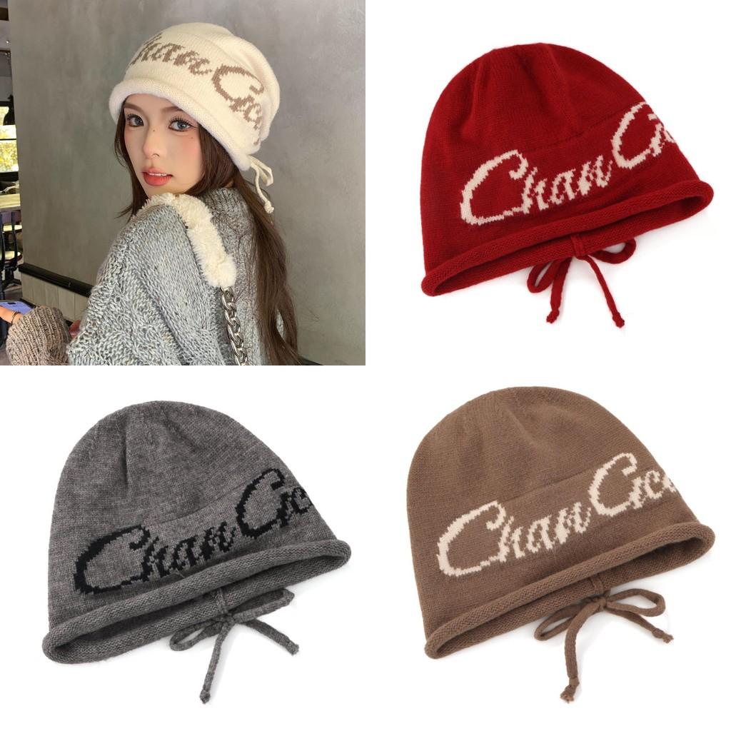 Acrylic Letter Beanie Knitted Cap For Women With Warmth And Windproof Functionality For Autumn And Winter Comfort