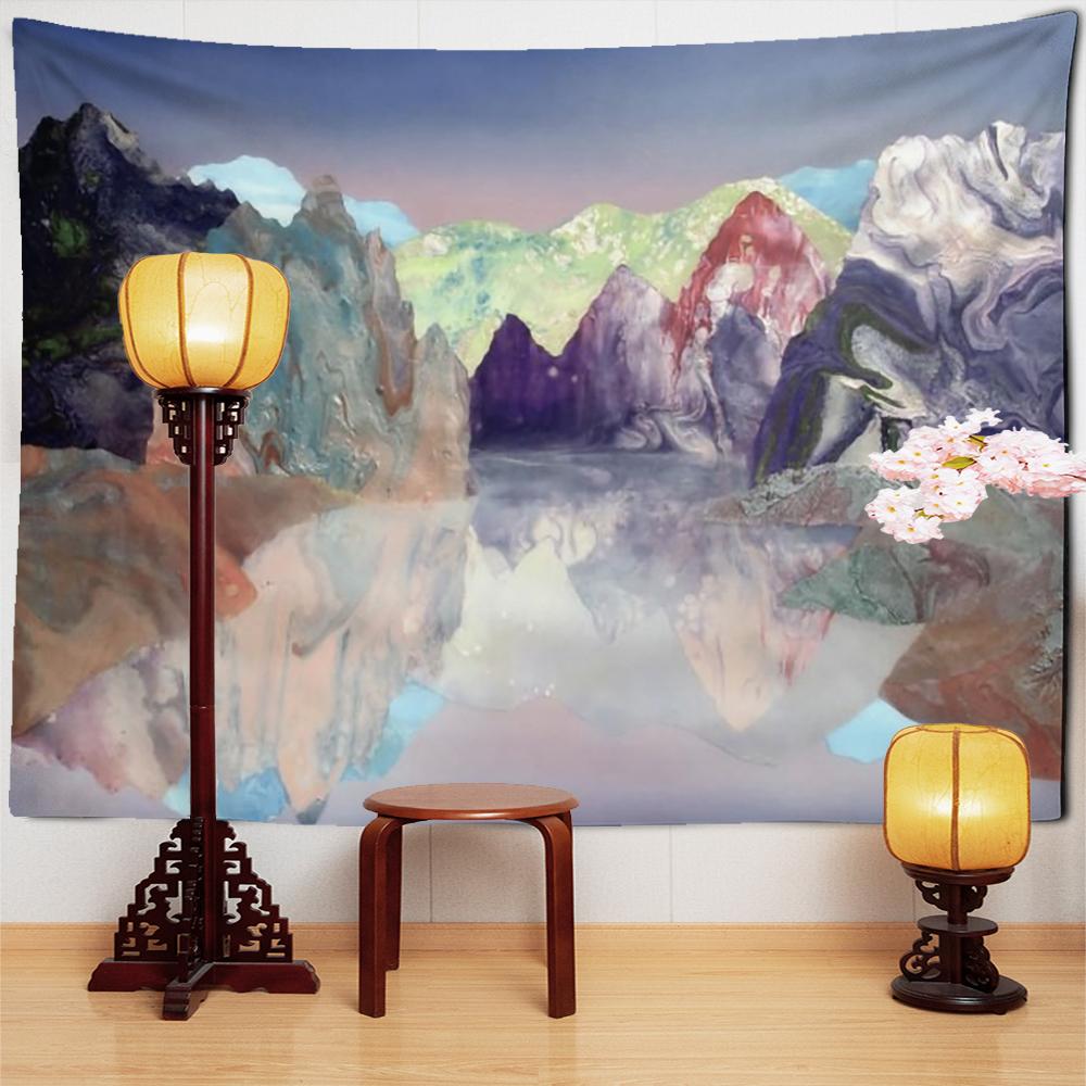 

Гобелен с мраморным узором, настенный подвесной пейзаж, художественная концепция, пейзажная живопись, богемный настенный декор, фоновая ткань 95x70cm