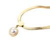 European Fashion Snake Chain Blade Necklace with Imitation Pearl - Valentine's Day Gift.