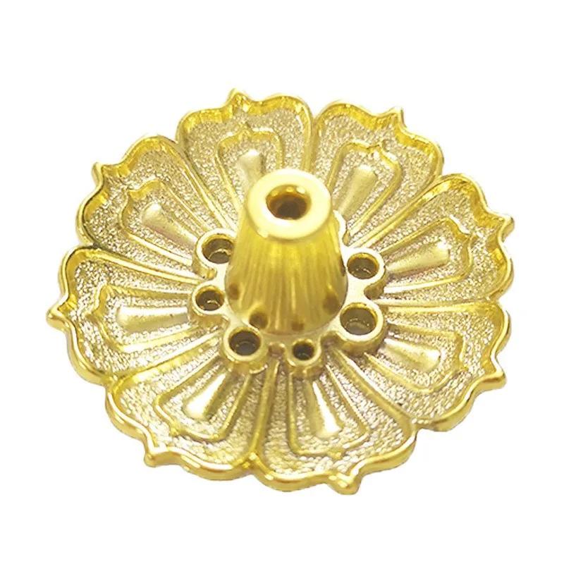 1PCS Lotus Alloy Incense Burner Stick Holder Home Buddhism Line Incense Plate Sandalwood Coil Base Temples Delicate Home Decor