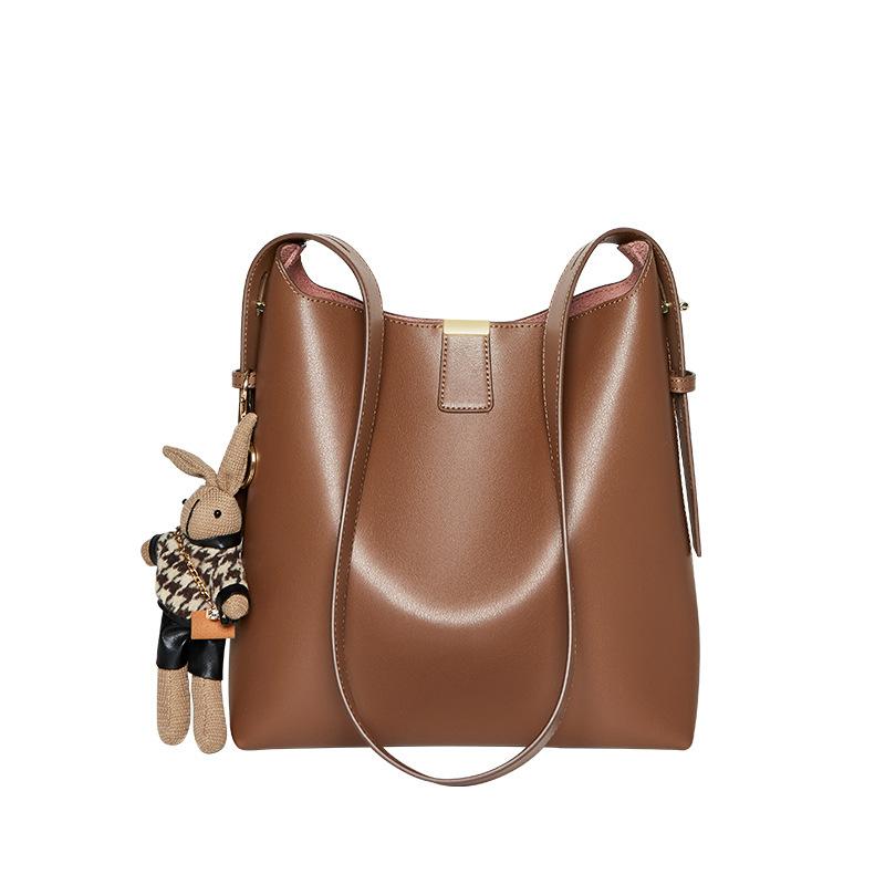 Mrs. Qiao Women's Bag 2025 New Bucket Bag Women's Autumn Winter Crossbody Bag Women's Bag High-end Genuine Leather Shoulder Bag
