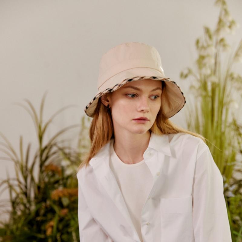 Daks Ivory Check Cotton Linen Blend Bucket Hat Dbhe4f123i2