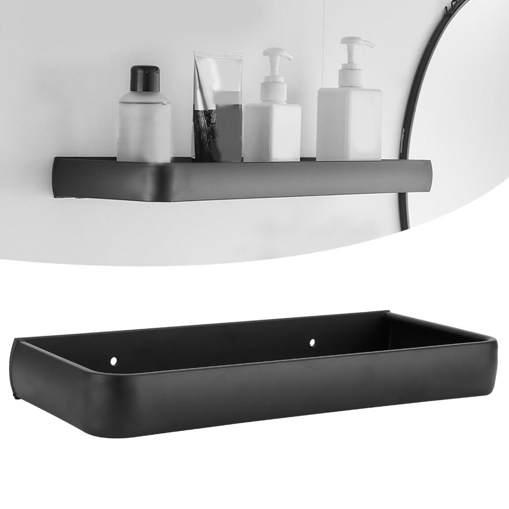 Black Bathroom Shelf Space Aluminum Shower Shelf Sturdy Storage Rack Space Saving
