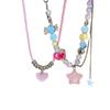 Colored Candy Beaded Necklace Girl Sweet Girl Pink Star Love Pendant Collarbone Chain