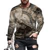2023 Vintage Print T-shirt 3D Clock Shirt Clock Long Sleeve Casual O- Neck 6xl  Shirt Oversized Trend Tops Tee Shirt Man Clothes