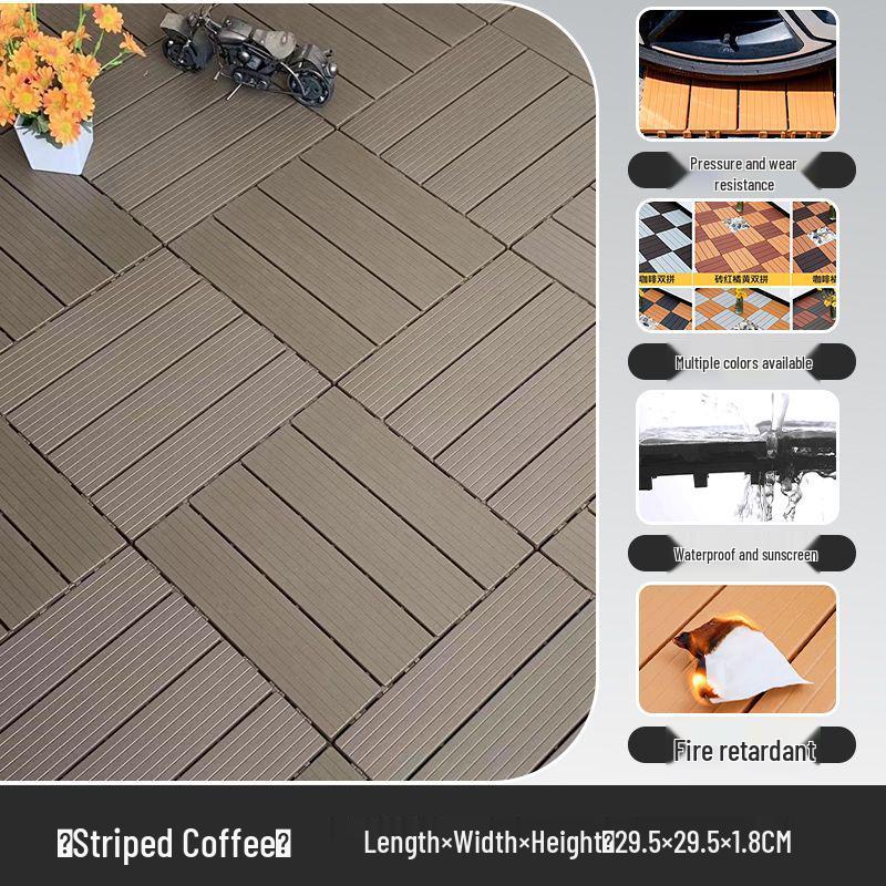 Self-Laying Outdoor Wood-Plastic Anti-Corrosion Flooring for Terrace, Balcony, Courtyard, and Garden