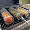 Edelstahl Grillrost Grillkäfig Camping Picknick Kochgeschirr Outdoor Runder BBQ Lagerfeuergrill Rollbarer Grillkorb