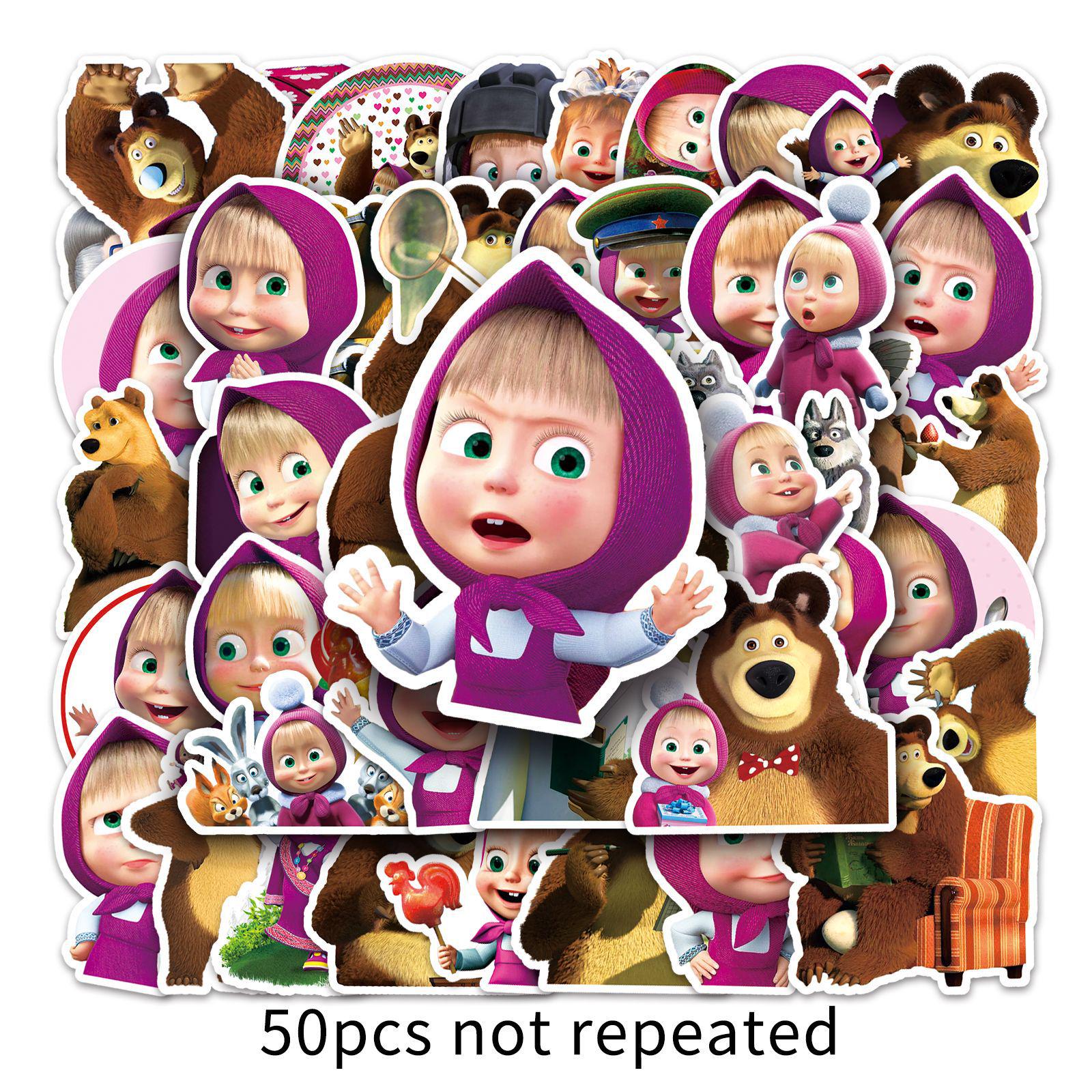 

Masha and the Bear 50-Pack Trendy Graffiti Stickers for Luggage, Laptop, and Car Decoration