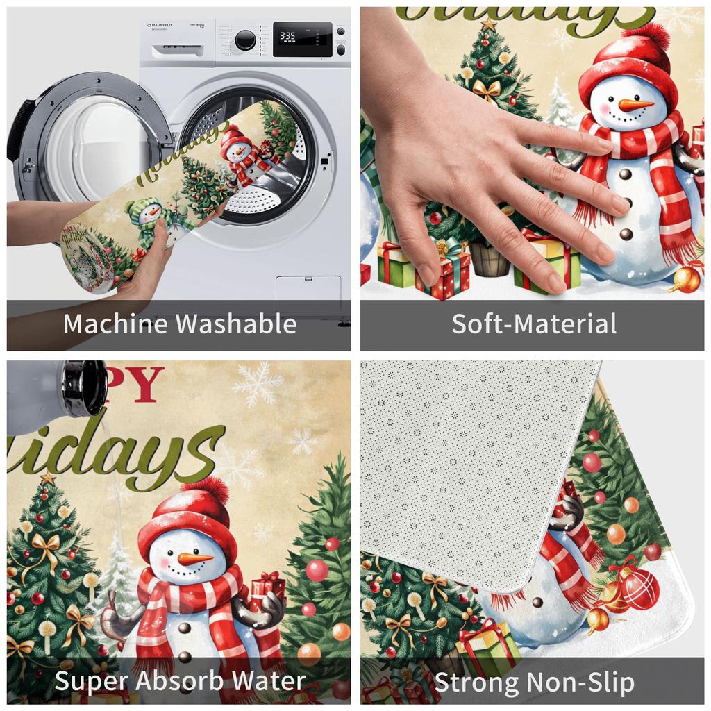 Happy Holidays New Year 2026  Floor Door Kitchen Bathroom Mat Anti-Slip Outdoor  Doormat Living Room Entrance Carpet Rug