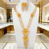 Dubai Gilded Flower Necklace & Earring Set with Ethnic Retro Court Style for Weddings and Banquets