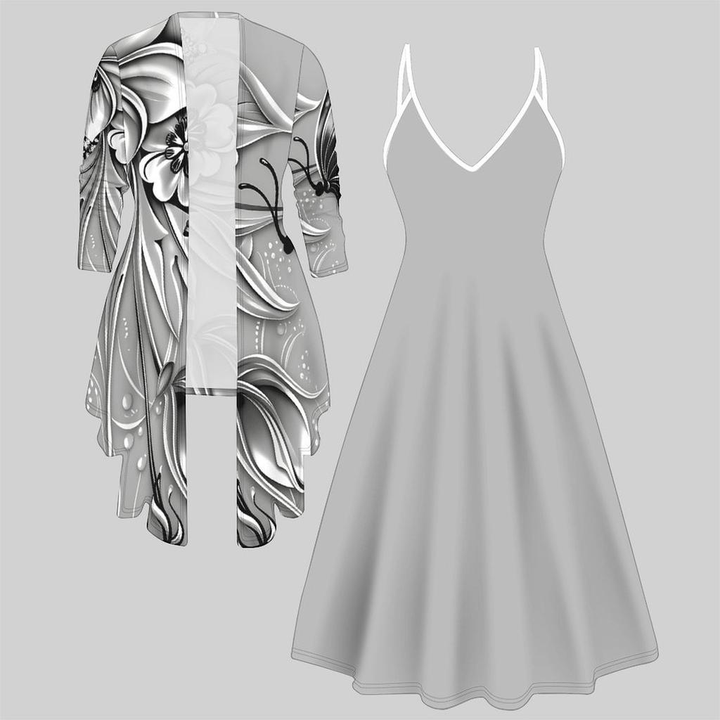 3D Printed Set Dress Coat , Single Color, Diverse Shapes Fashion Print,suitable for Various Scene Fashion Styles