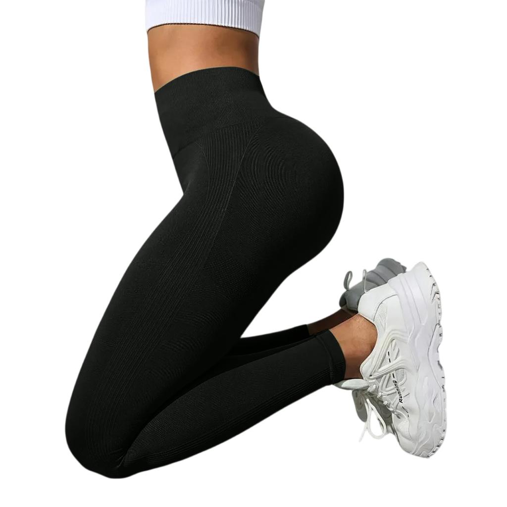 Women's Solid Color Seamless Yoga Pants, High Waist Peach Hip Sports Pants, High Stretch Yoga Clothes, Fitness Pants
