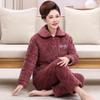 Langsang Women's Elderly Winter Quilted Thermal Pajama Set