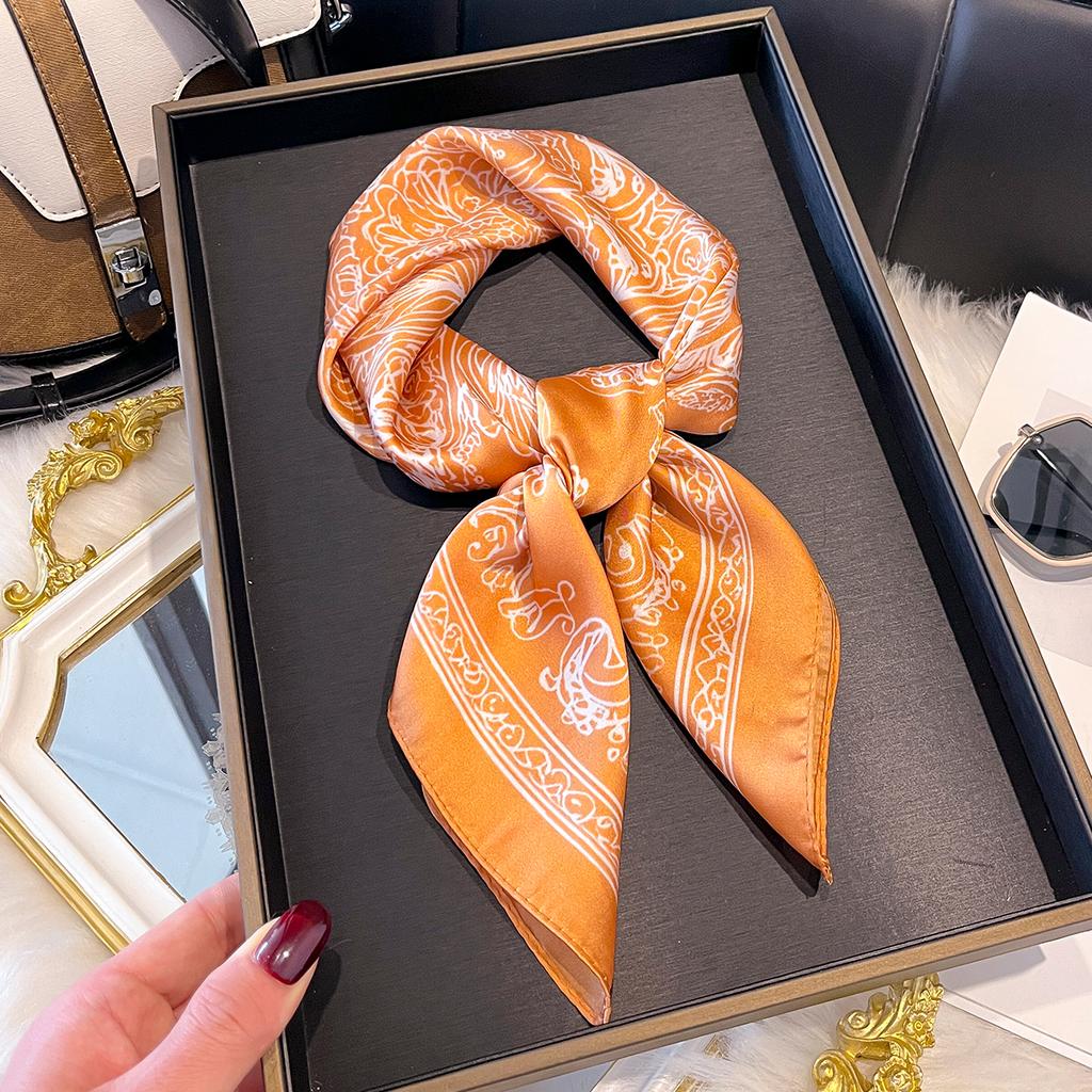 2026 New Luxury Print Silk Square Scarfs for Women Neck Ties Kerchief Lady All Seasons Decoration Hijab Female Neckerchief Wraps
