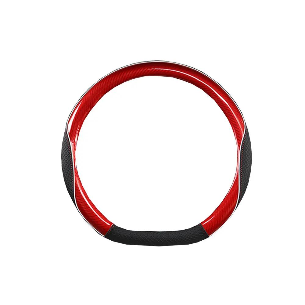 

1 шт. чехол для рулевого колеса автомобиля из углеродного волокна, универсальный чехол для рулевого колеса автомобиля, аксессуары, подходит для рулевого колеса 37-38 см красный