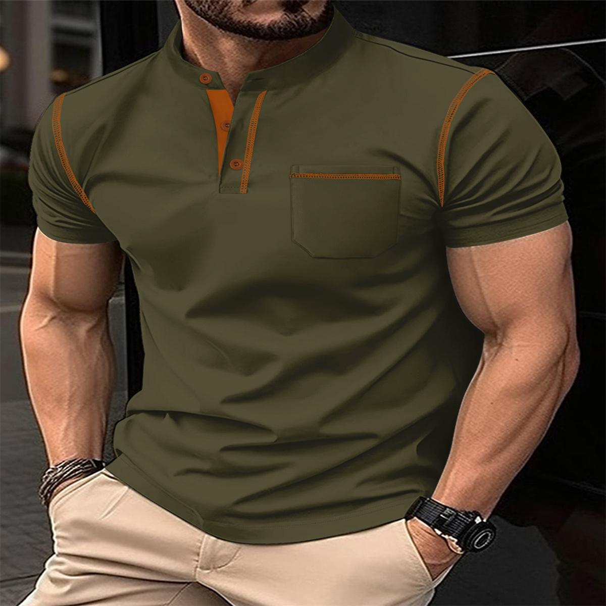 

Летняя мужская модная рубашка поло с коротким рукавом, футболка на пуговицах, мужская спортивная рубашка поло, спортивные топы S зелёный