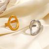Simple Irregular Shaped Oval Ring Designer Zircon Stainless Steel Open Adjustable Rings Woman Fashion Accessories