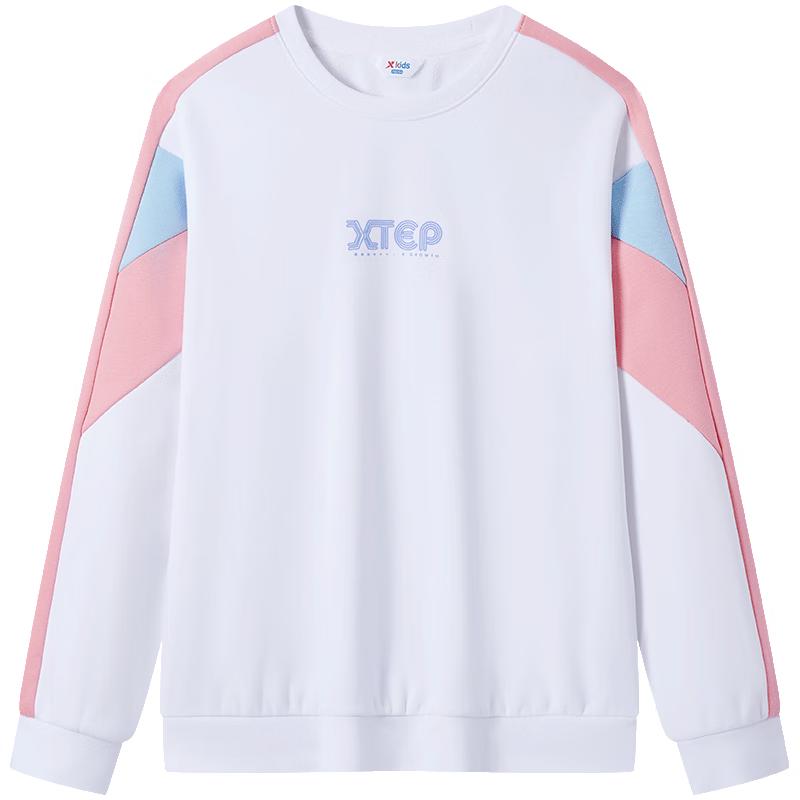 XTEP Girls  Color Block Fleece Pullover Sweatshirt 120