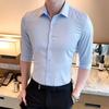 Hengyuanxiang Men's 3/4 Sleeve Business Casual Shirt