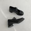 Mary Jane Single Shoes Women'S High Heels New Retro British Style Jk Shoes Black French Thick Heel Small Leather Shoes
