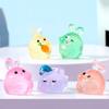 6 Piece Resin Rabbit Figurine Set with Glow Feature Miniatures Rabbit Ornament for Bedroom, Living Room, Study