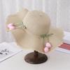 Beach Hat Wave Lace Trim Design Tulip Bow Decor Full Face Sun Protection Large Brim UV Blocking Summer Straw Hat